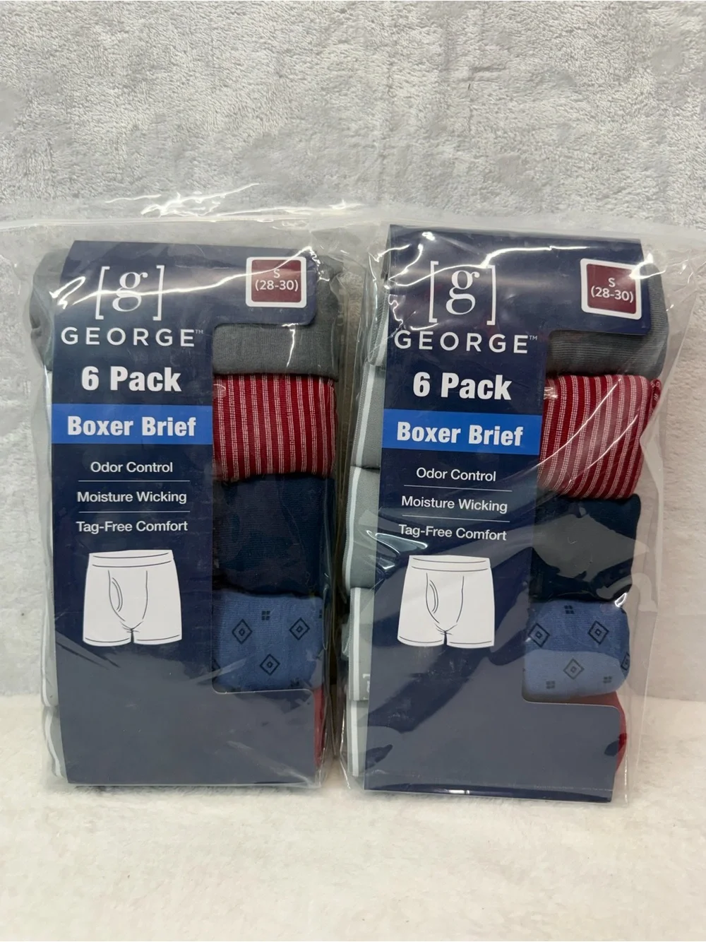 George 6-Pack Boxer Briefs in Navy, Gray & Red